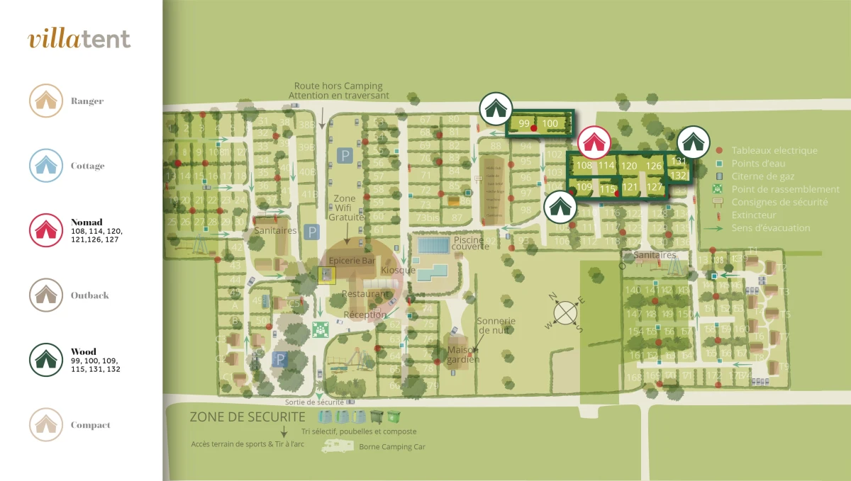 De Villatent plattegrond van Camping Le Coin Tranquille plattegrond-camping-le-coin-tranquille-2022