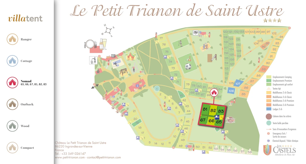 De Villatent plattegrond van Camping Le Petit Trianon plattegrond-camping-le-petit-trianon-2022
