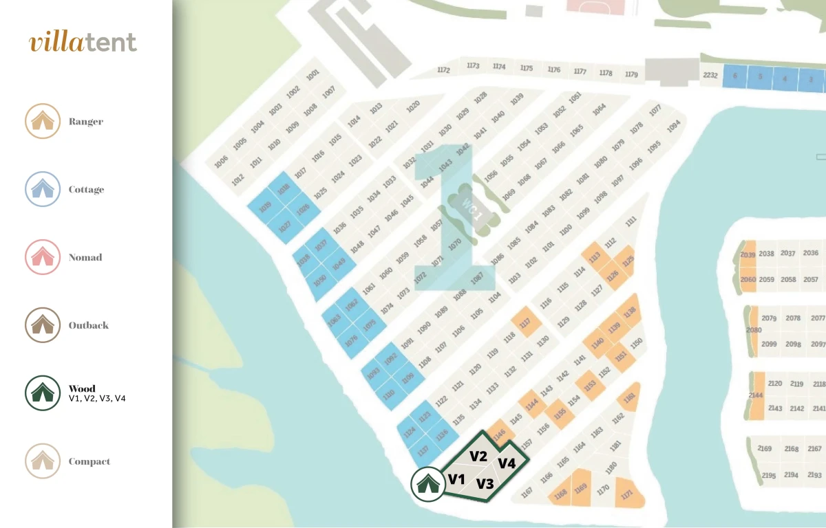 De Villatent plattegrond van Camping Nautic Almata plattegrond-camping-nautic-almata-2022