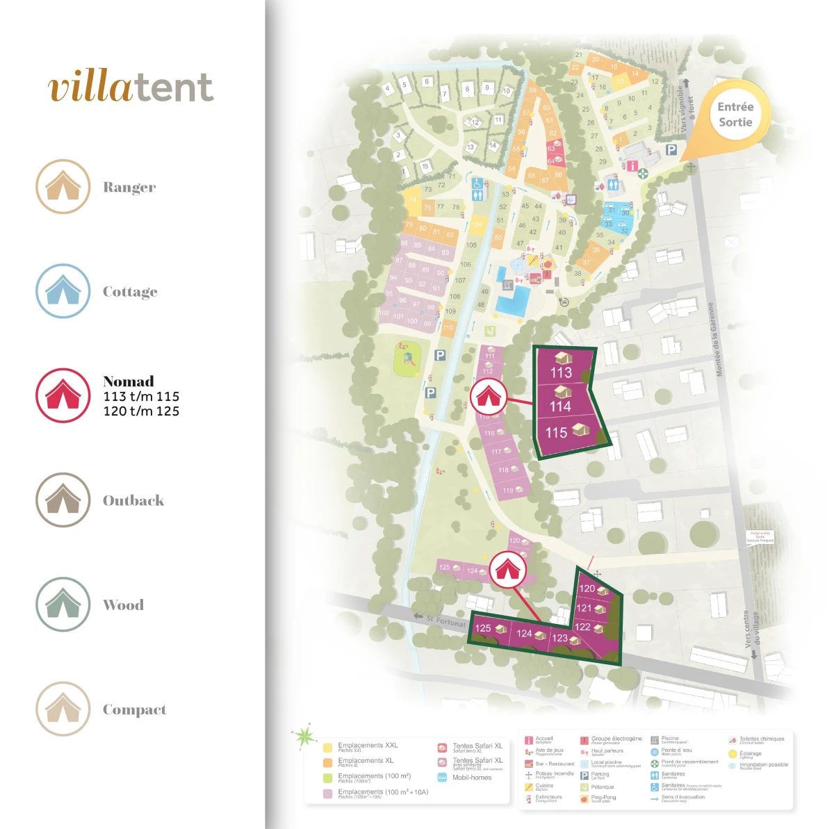 De Villatent plattegrond van Camping La Garenne plattegrond-camping-la-garenne-2024